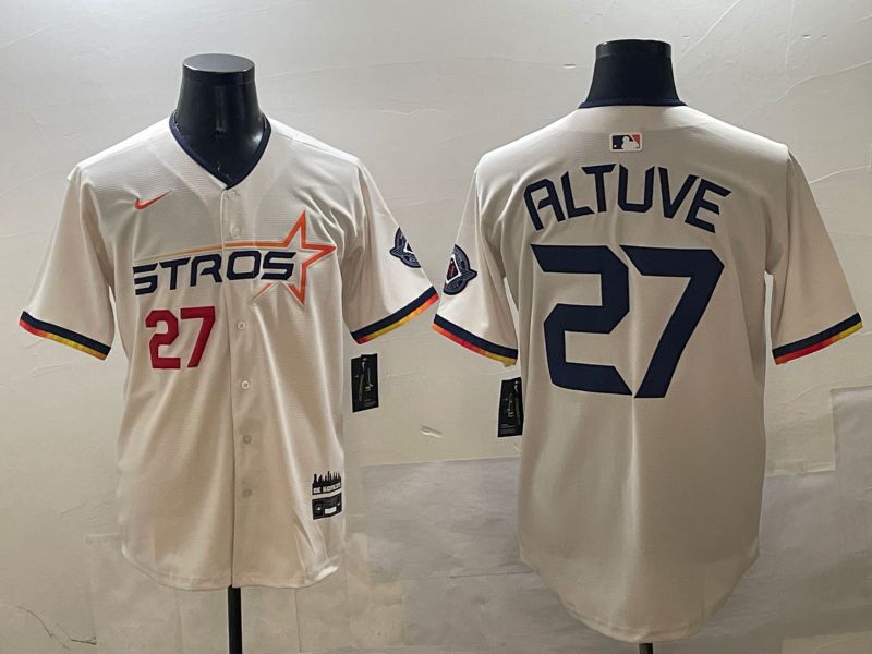 Men Houston Astros #27 Altuve Cream Three generations Joint Name 2025 Nike MLB Jersey style 9